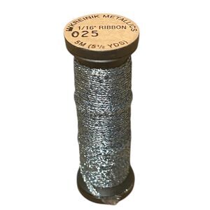 Kreinik 1/16" Metallic Ribbon - 5m - 025 Gray
